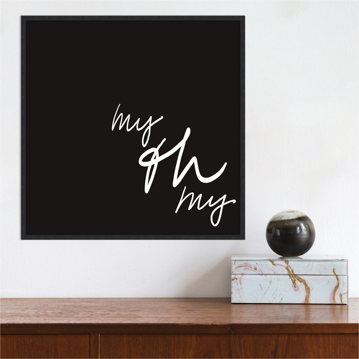 Ooh I by Anna Hambly 16-in. W x 16-in. H. Canvas Wall Art Print Framed in Black