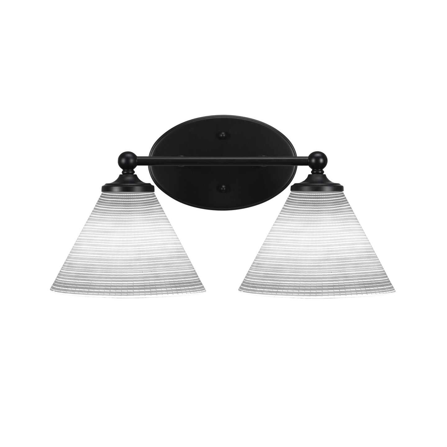 Capri 2 Light Bath Bar Shown In Matte Black Finish With 7" White Matrix Glass Michaels