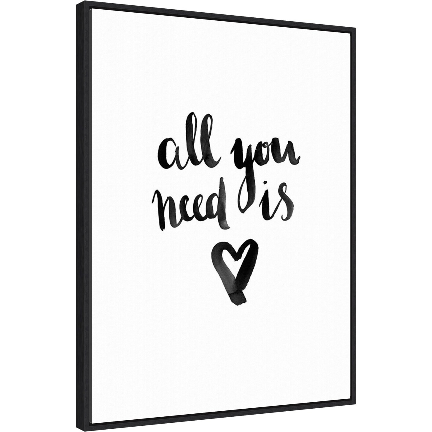 All You Need Is Love by Urban Road 23-in. W x 30-in. H. Canvas Wall Art Print Framed in Black