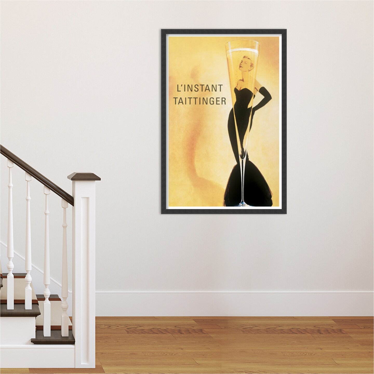 Amanti Art LInstant Taittinger by Vintage Framed Wall Art Print (25 in. W x 37 in. H), Simply Satin Black Frame