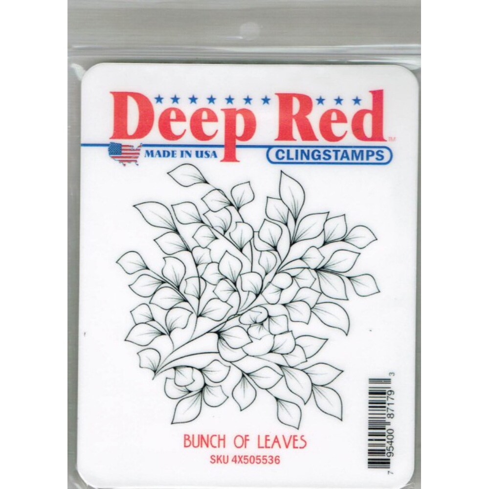 Deep Red Stamps Bunch of Leaves Rubber Stamp 3 x 3  inches