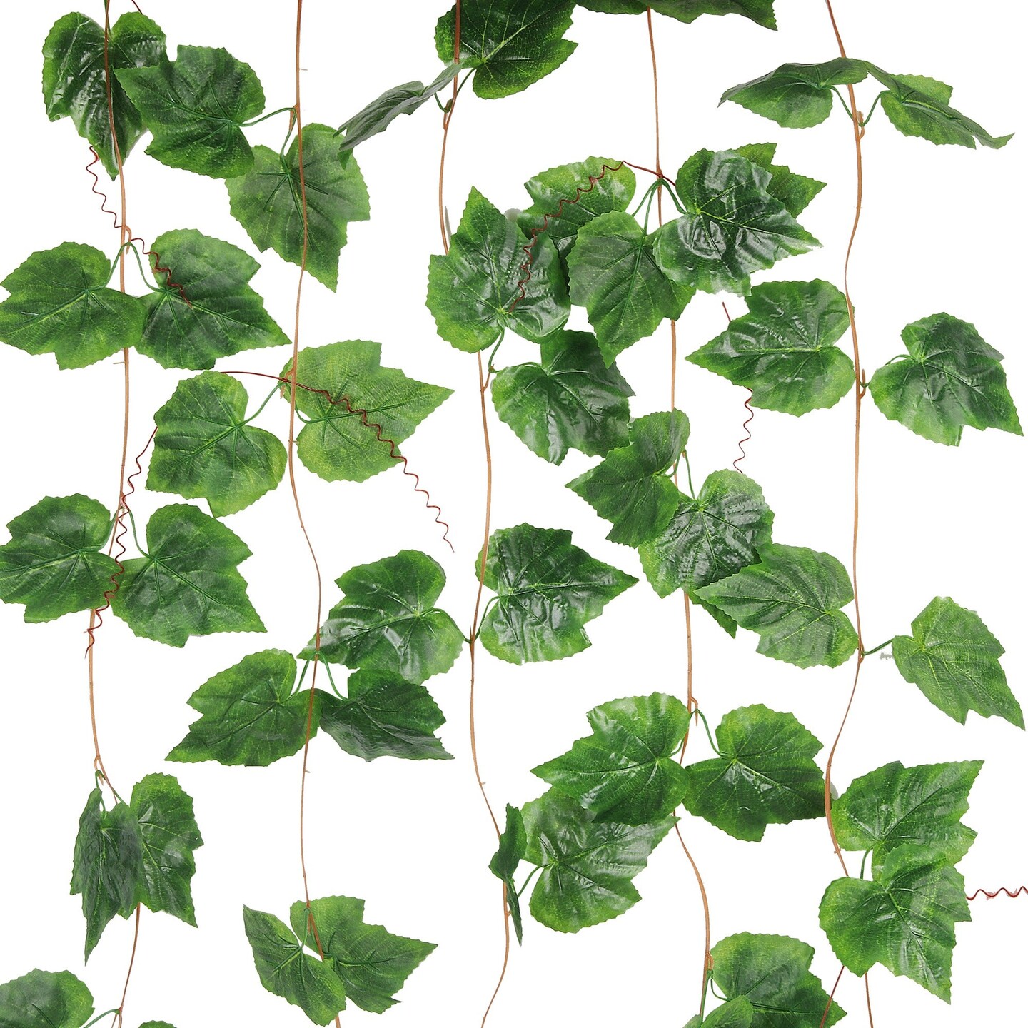 Grand Verde Artificial Vines Silk Leaves Hanging Ivy Greenery Faux Grapevine Garland Decoration Green Plants DIY Wreath Craft, 5 Strands Bulk