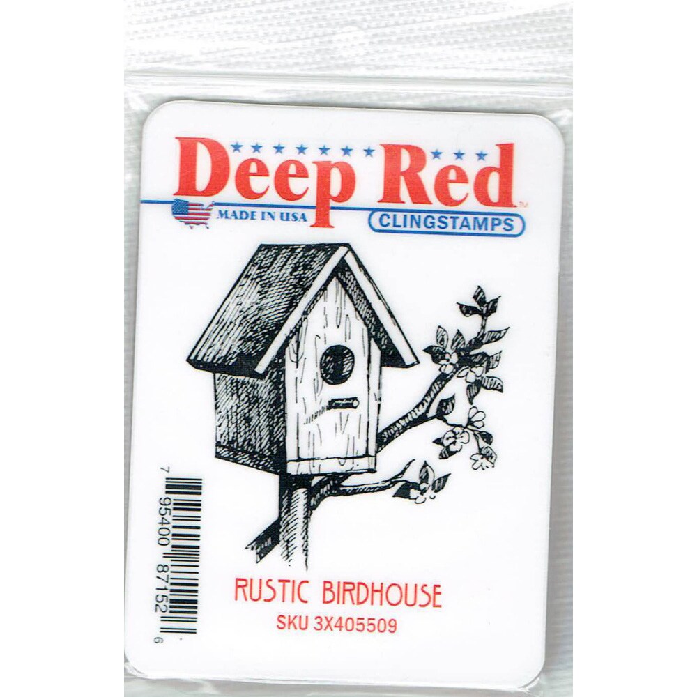 Deep Red Stamps Rustic Birdhouse Rubber Cling Stamp 2.1 x 2.1 inches