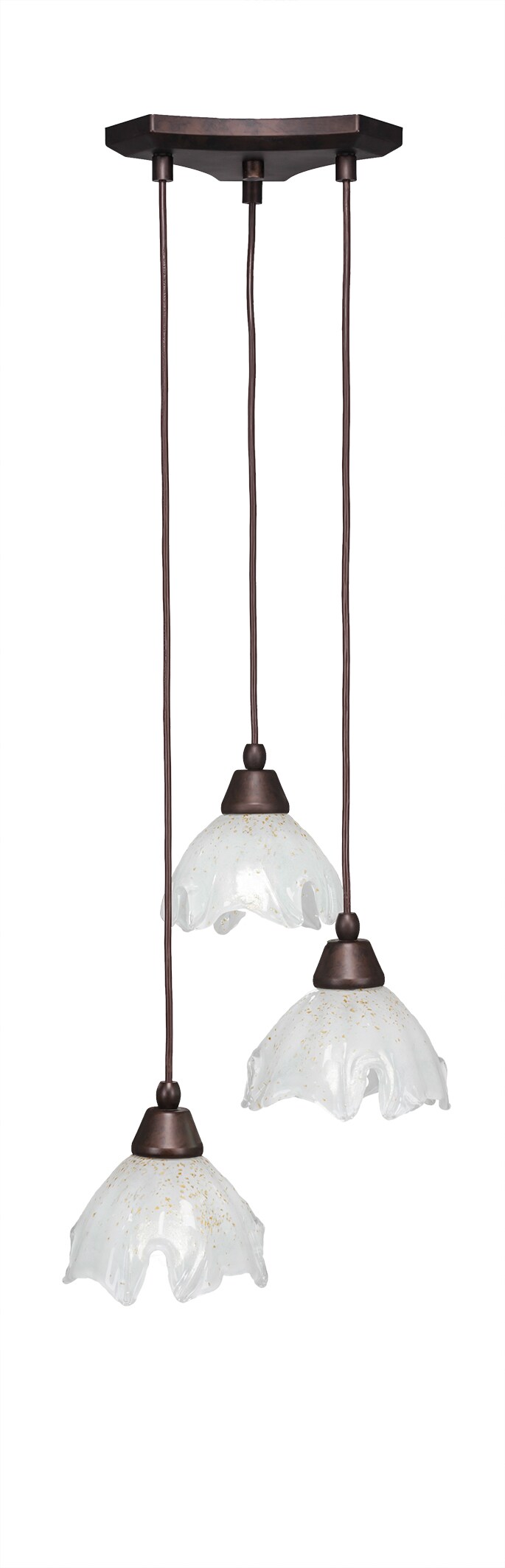 Europa 3 Light Cluster Pendalier Shown In Bronze Finish With 7 Gold Ice