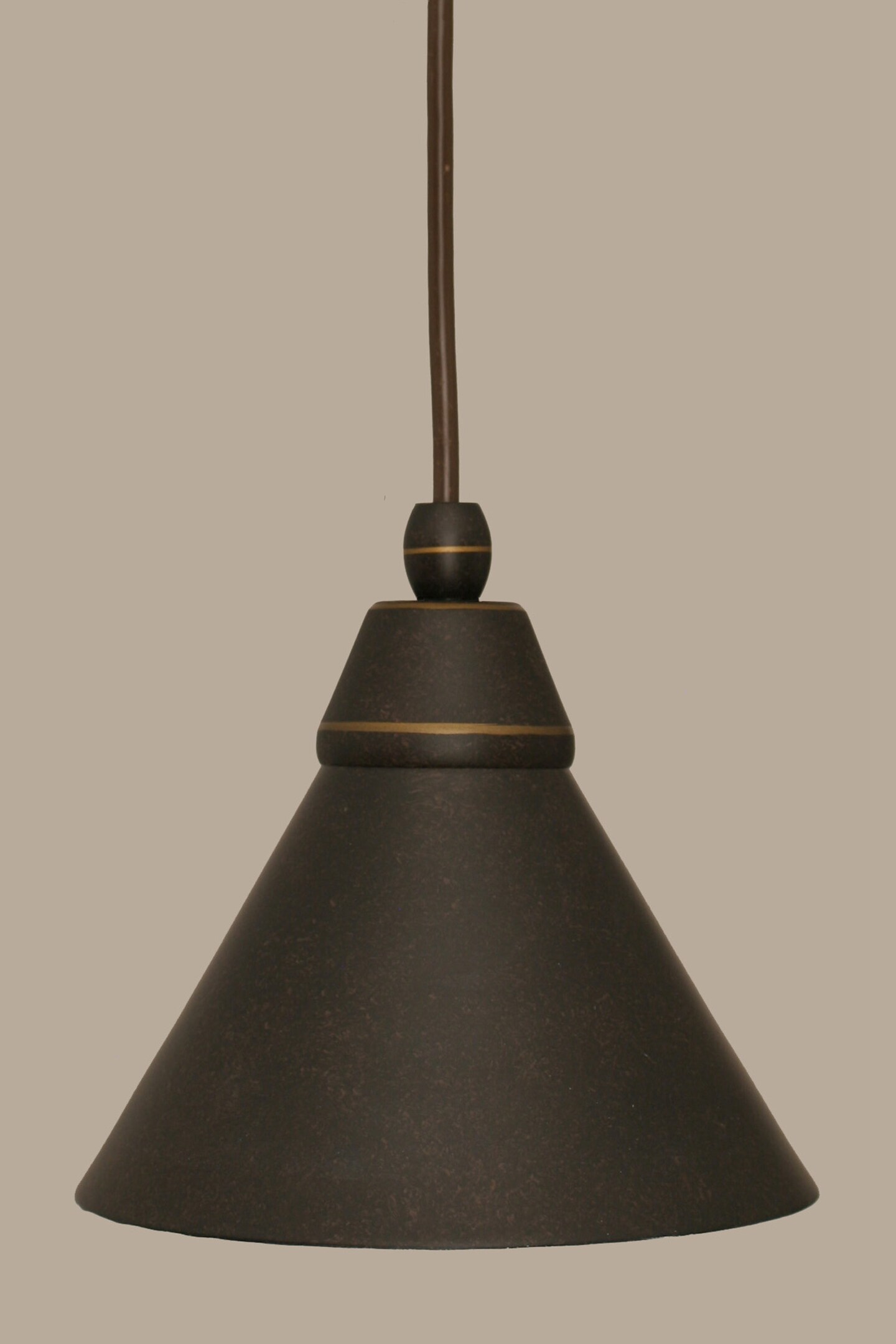 Cord Mini Pendant Shown In Dark Granite Finish With 7 Dark Granite Cone