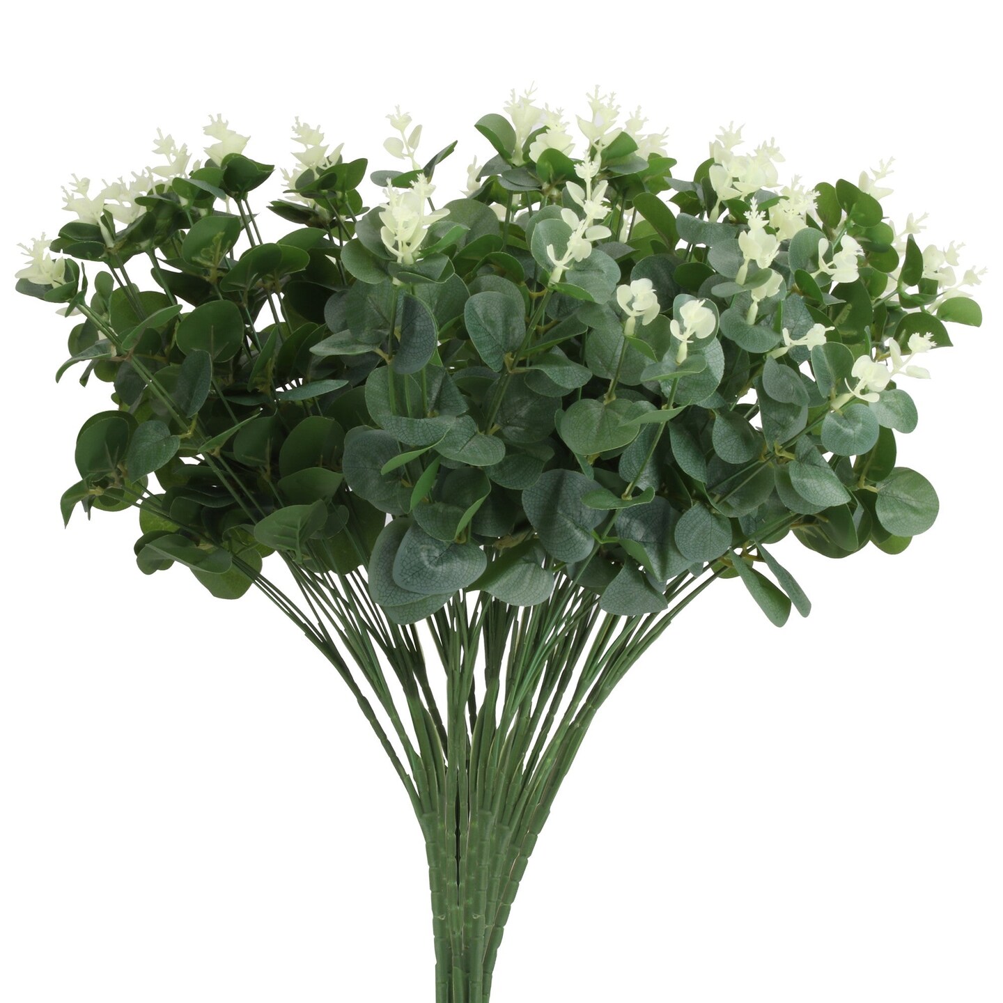 Eucalyptus Stems Artificial Bouquet Plastic Greenery Faux Plants Silk Green Leaves Fake Flowers 20” Tall, Bulk 6pcs