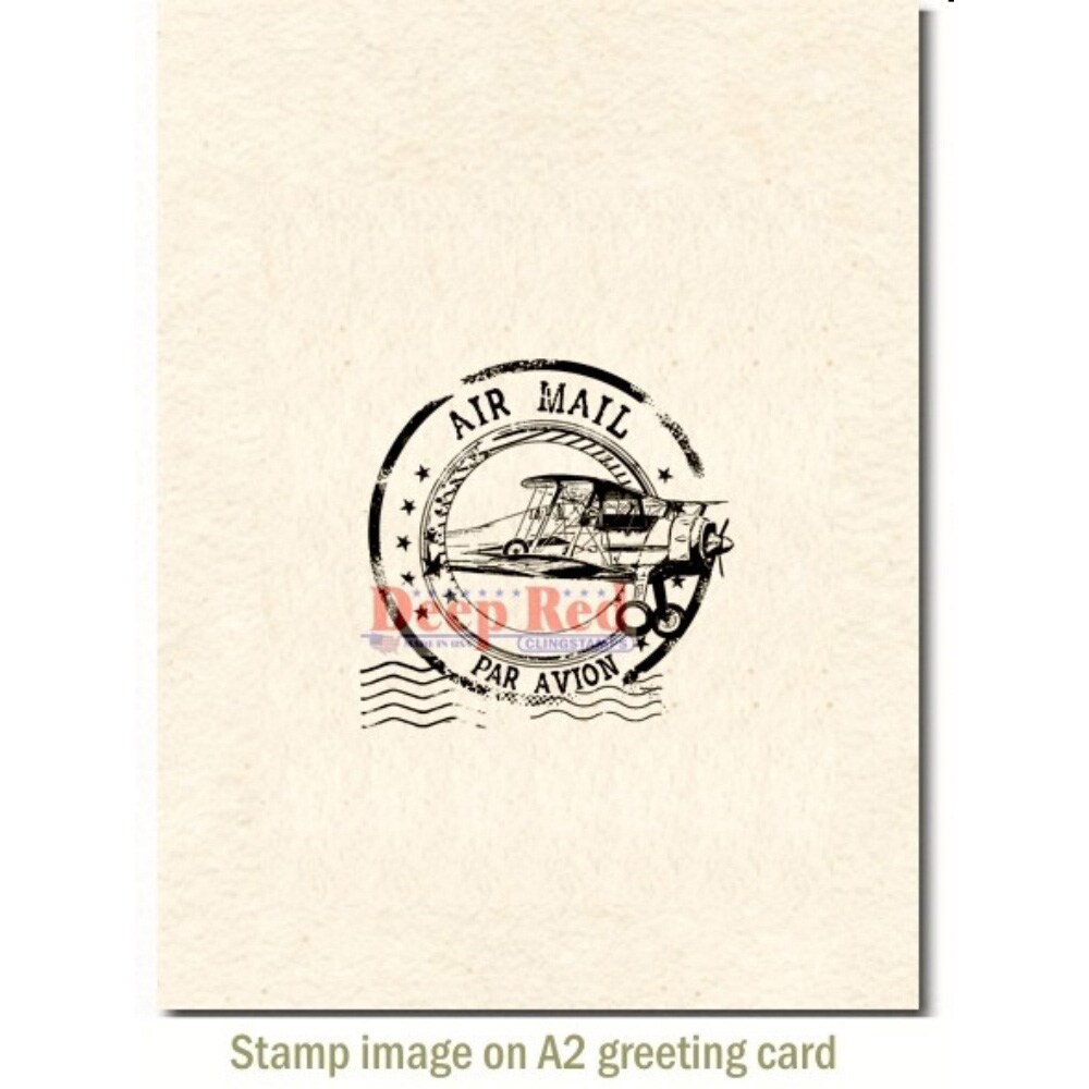 Deep Red Stamps Airmail Postmark Rubber Cling Stamp 2 x 2 inches
