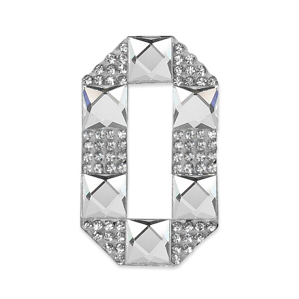 Pack of 2 Number 0 Iron On Rhinestone Applique/Patch