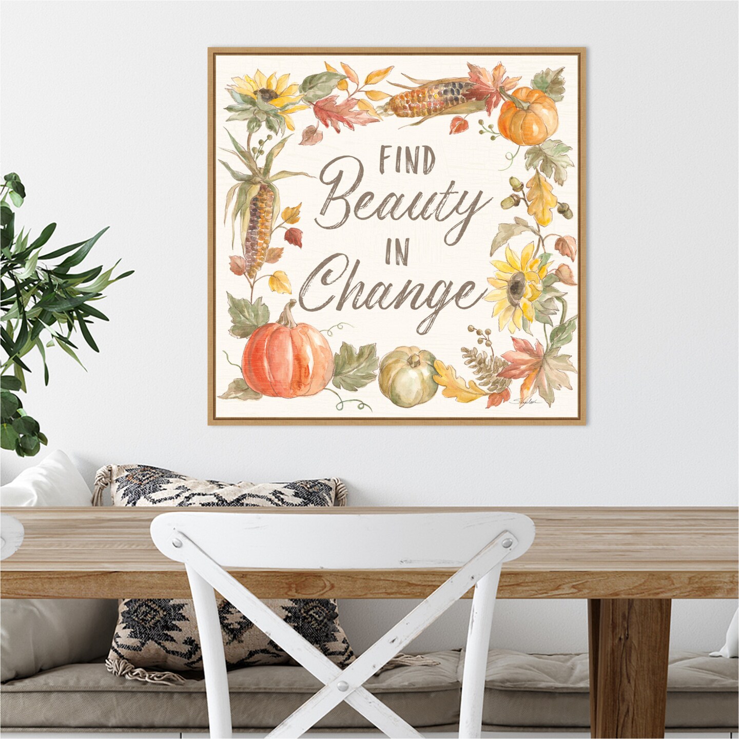 Happy Harvest III by Silvia Vassileva 22-in. W x 22-in. H. Canvas Wall Art Print Framed in Natural