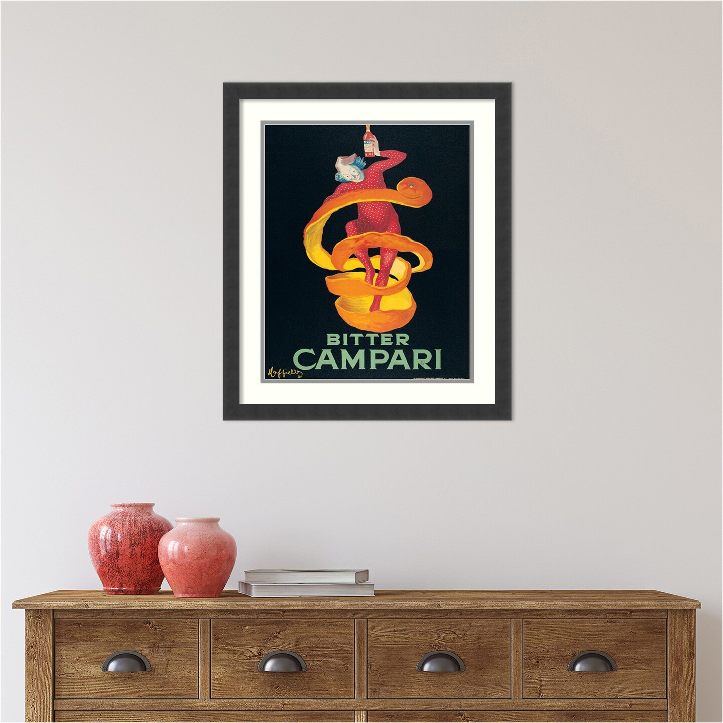 Bitter Campari by Leonetto Cappiello Wood Framed Wall Art Print 22 in. W x 26 in. H