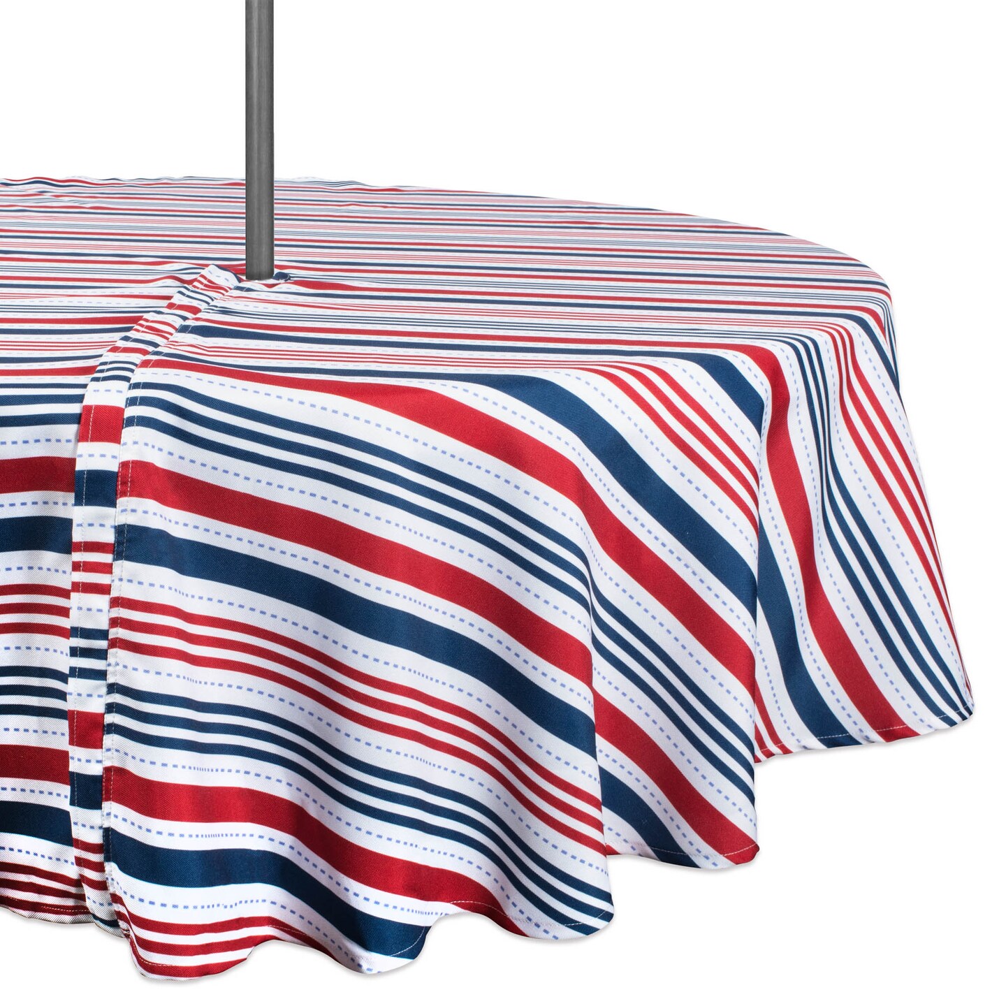 DII Patriotic Stripe Outdoor Tablecloth With Zipper 52 Round Fabric