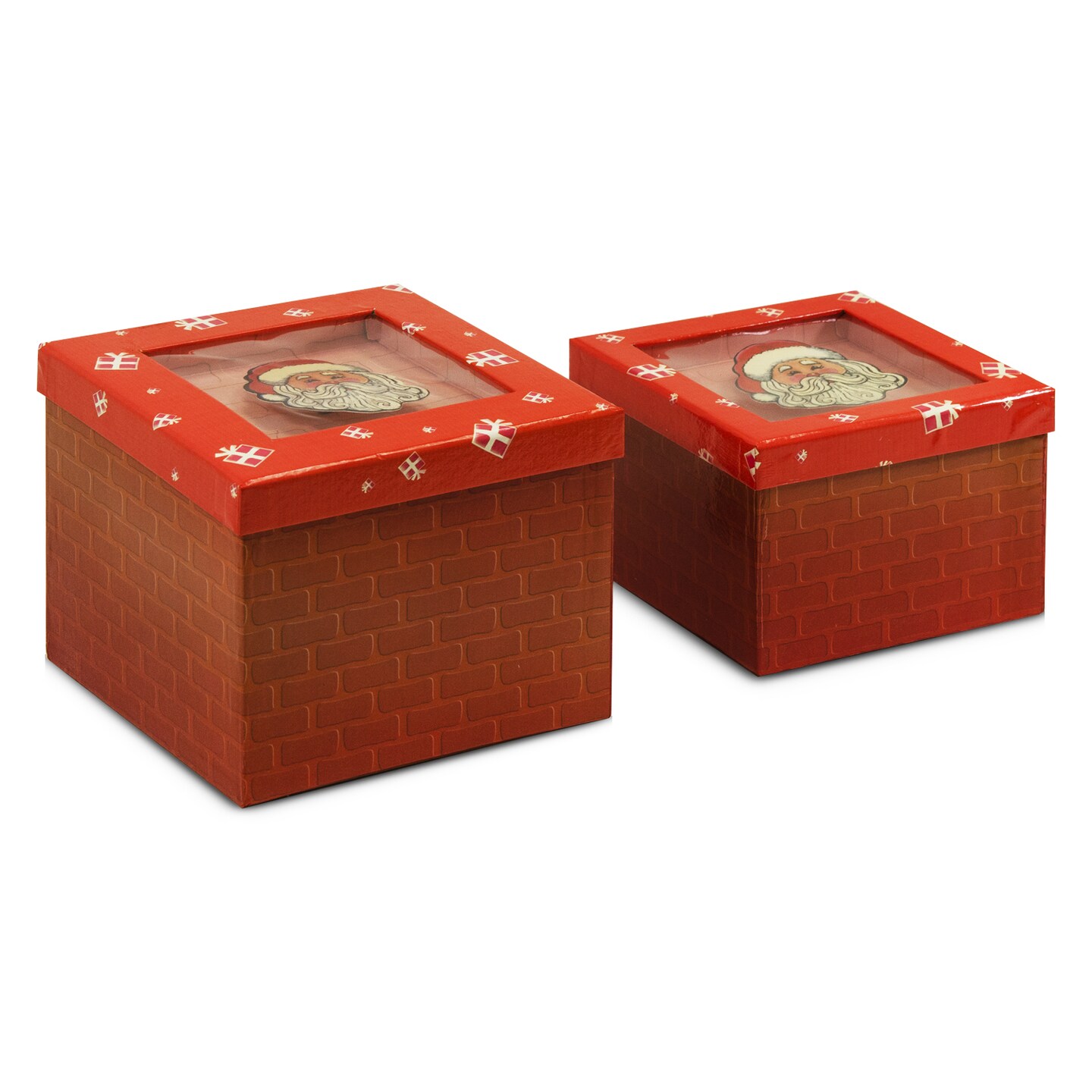 Clear View Gift Box Set with Decorative Santa Applique/Patch Gift