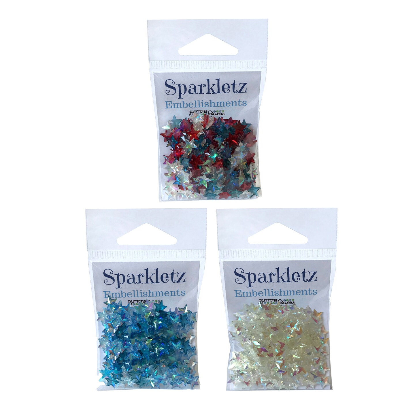 Buttons Galore Sparkletz&#xAE; Embellishments Bundle, Iridescent Diamonds Stars-18 Grams