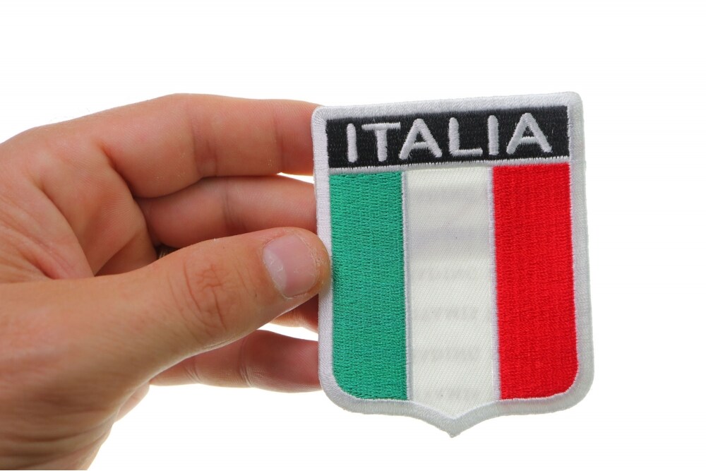 Patch, Embroidered Patch (Iron-On or Sew-On), Italia Shield Flag (Italian), 2.5&#x22; x 3.25&#x22;