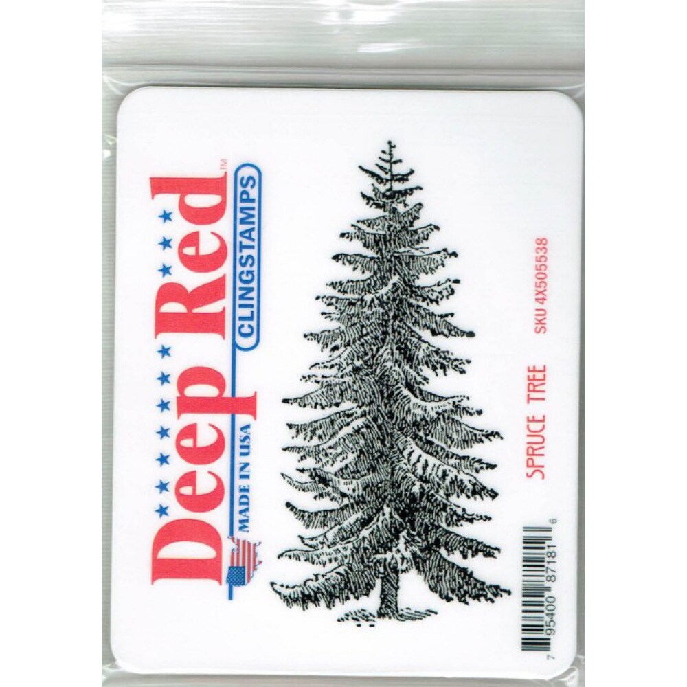 Deep Red Stamps Spruce Tree Rubber Stamp 2 x 4 inches