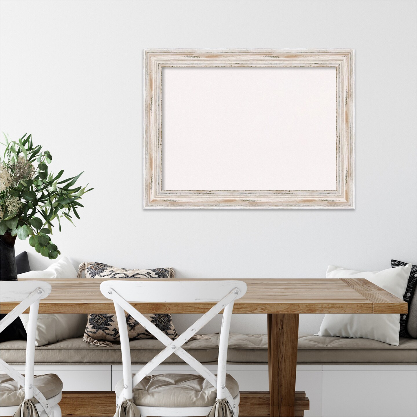 Cork Board, Alexandria White Wash Wood Frame - Bulletin Board, Organization Board, Pin Board