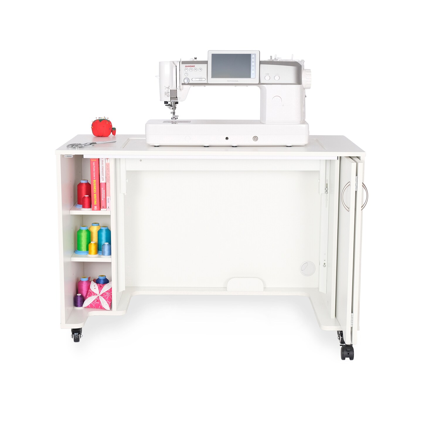MOD XL Sewing Cabinet with Hydraulic Lift – Large Quilting & Sewing Machine Table with Storage, Expandable Work Surface and Rolling Casters