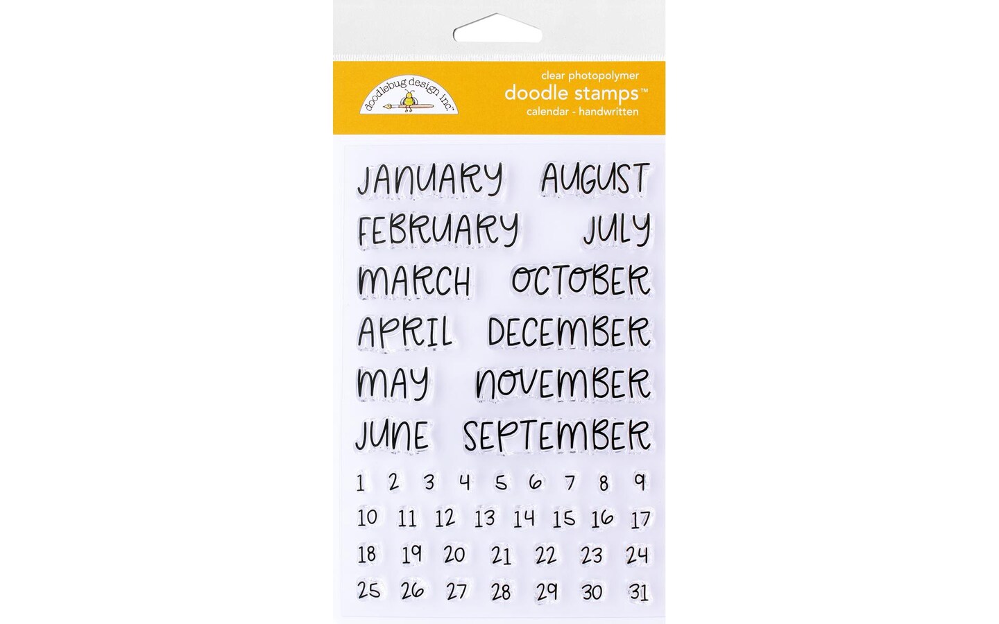 Doodlebug Clear Doodle Stamps - Calendar - Handwritten