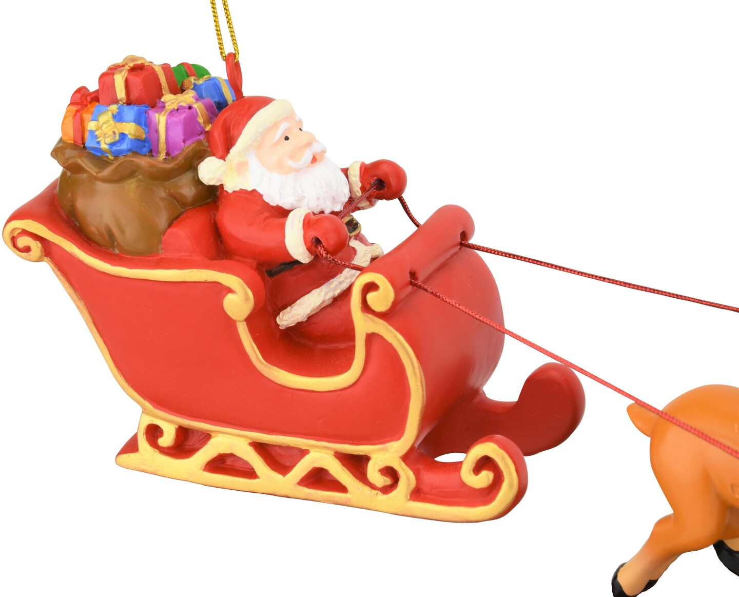 Large 5 Piece Full Santa&#x27;s Sleigh and 8 Reindeer Christmas Ornament