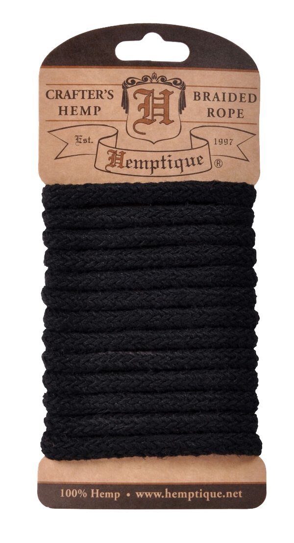 Hemptique 6mm Braided Hemp Rope Cards Eco Friendly Sustainable Naturally Grown Jewelry Bracelet Making Paper Crafting Scrapbooking Bookbinding Mixed Media Crocheting Macrame Seasonal Holiday Gift Wrapping Outdoor Gardening