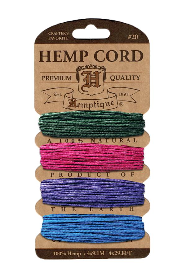 Hemptique 1mm #20 Hemp Cord Card Set Eco Friendly Sustainable Naturally Grown Jewelry Bracelet Making Paper Crafting Scrapbooking Bookbinding Mixed Media Crocheting Macrame Seasonal Holiday Gift Wrapping Outdoor Gardening