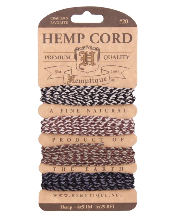 Hemptique 1.8mm Hemp Braided Cord Cards Eco Friendly Sustainable Naturally Grown Jewelry Bracelet Making Paper Crafting Scrapbooking Bookbinding Mixed Media Crocheting Macrame Seasonal Holiday Gift Wrapping Outdoor Gardening