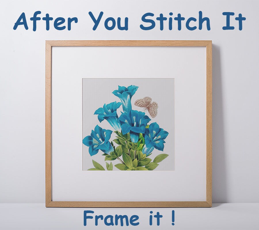 Orenco Originals Redoute Blue Gentian Flower Counted Cross Stitch Pattern