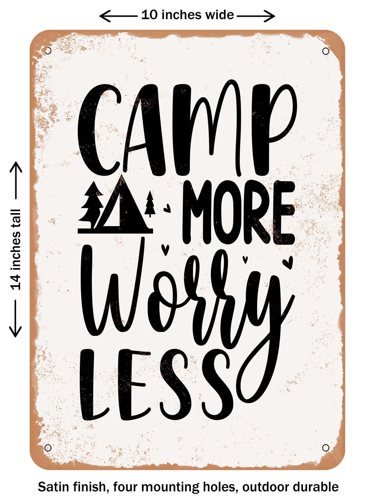 Decorative Metal Sign Camp More Worry Less 2 Vintage Rusty Look Michaels 5865