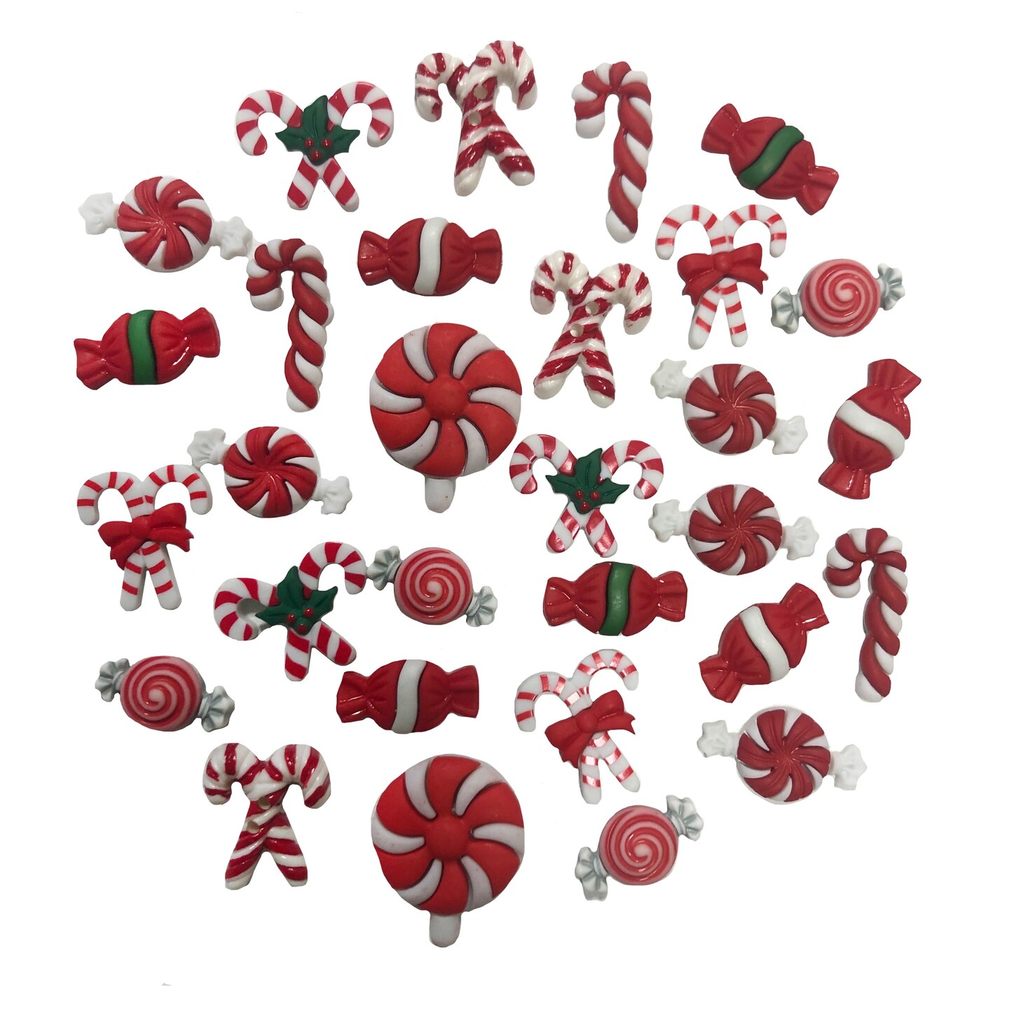 Buttons Galore Candy Cane and Christmas Button Super Value Pack for DIY Craft and Sewing Projects