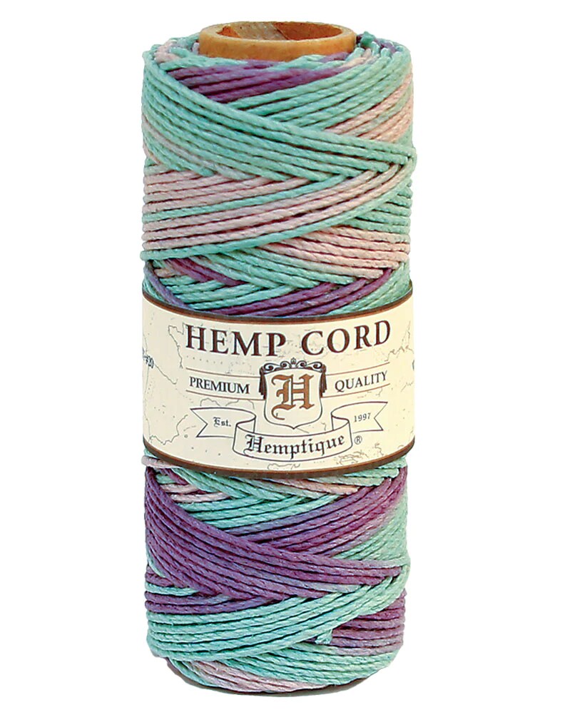 Hemptique 1mm #20 Variegated Hemp Cord Spools Eco Friendly Sustainable Naturally Grown Jewelry Bracelet Making Paper Crafting Scrapbooking Bookbinding Mixed Media Crocheting Macrame Seasonal Holiday Gift Wrapping Outdoor Gardening