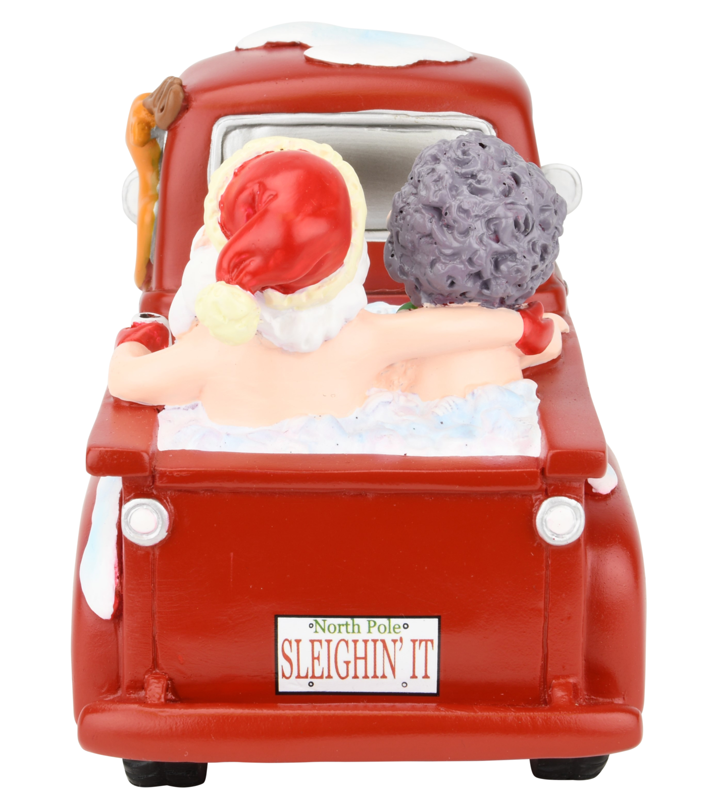 Santa and Mrs. Claus Partying Pickup Truck &#x27;Hillbilly&#x27; Hot Tub 8&#x22; Decoration Figurine