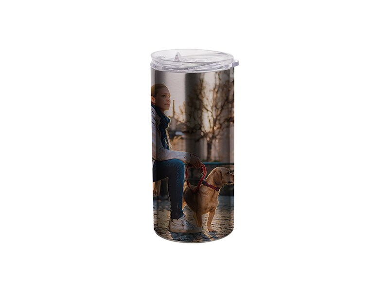 16oz/480ml Stainless Steel Skinny Tumbler with Straw &#x26; Lid (Silver) (BW37S) FL-11