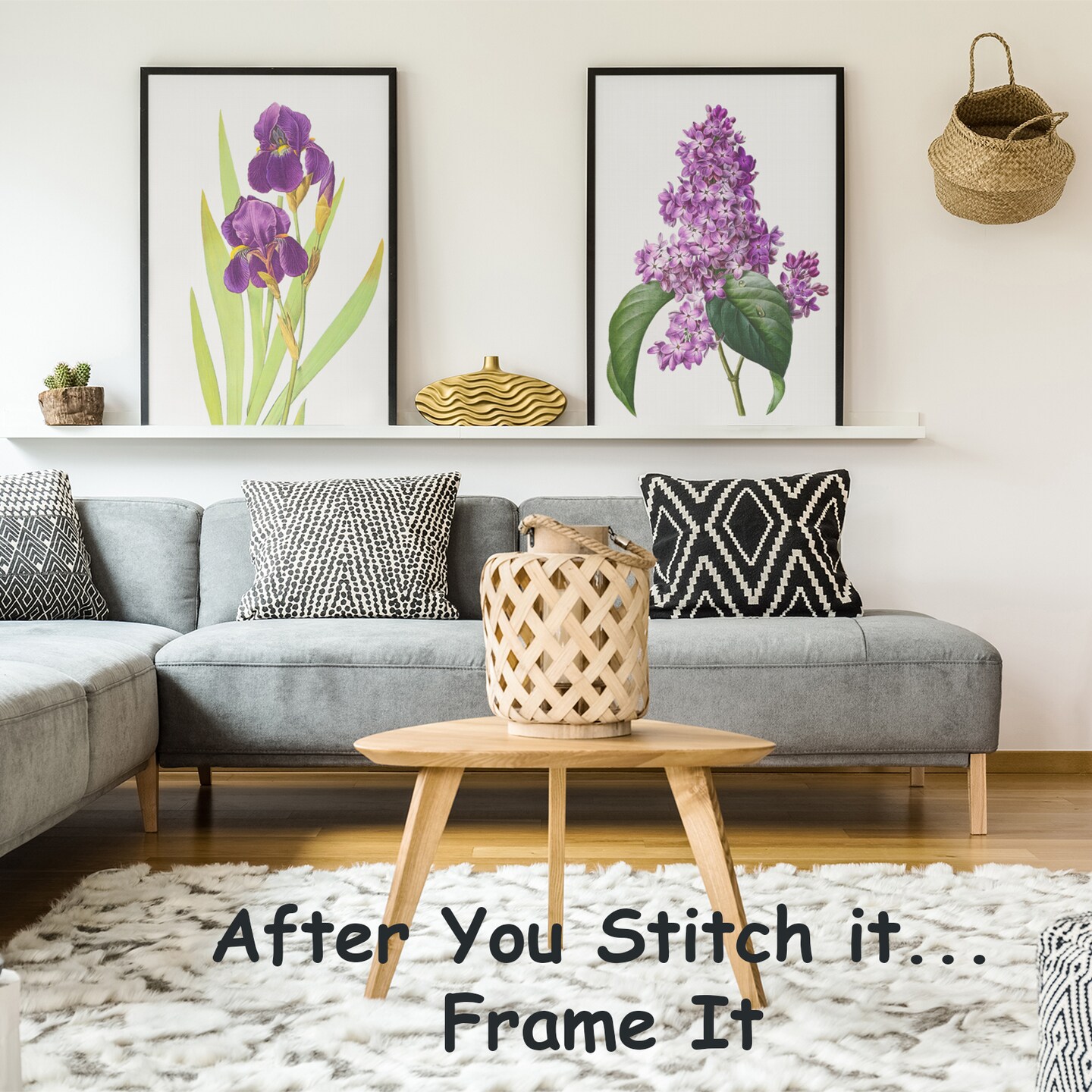 Bearded Iris Flower Inspired by Pierre-Joseph Redoute Counted Cross Stitch Pattern