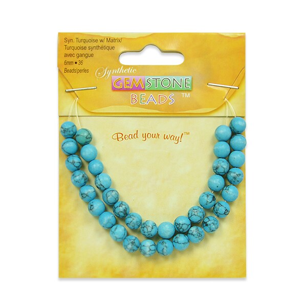 Synthetic Turquoise with Matrix Beads Pack of 36