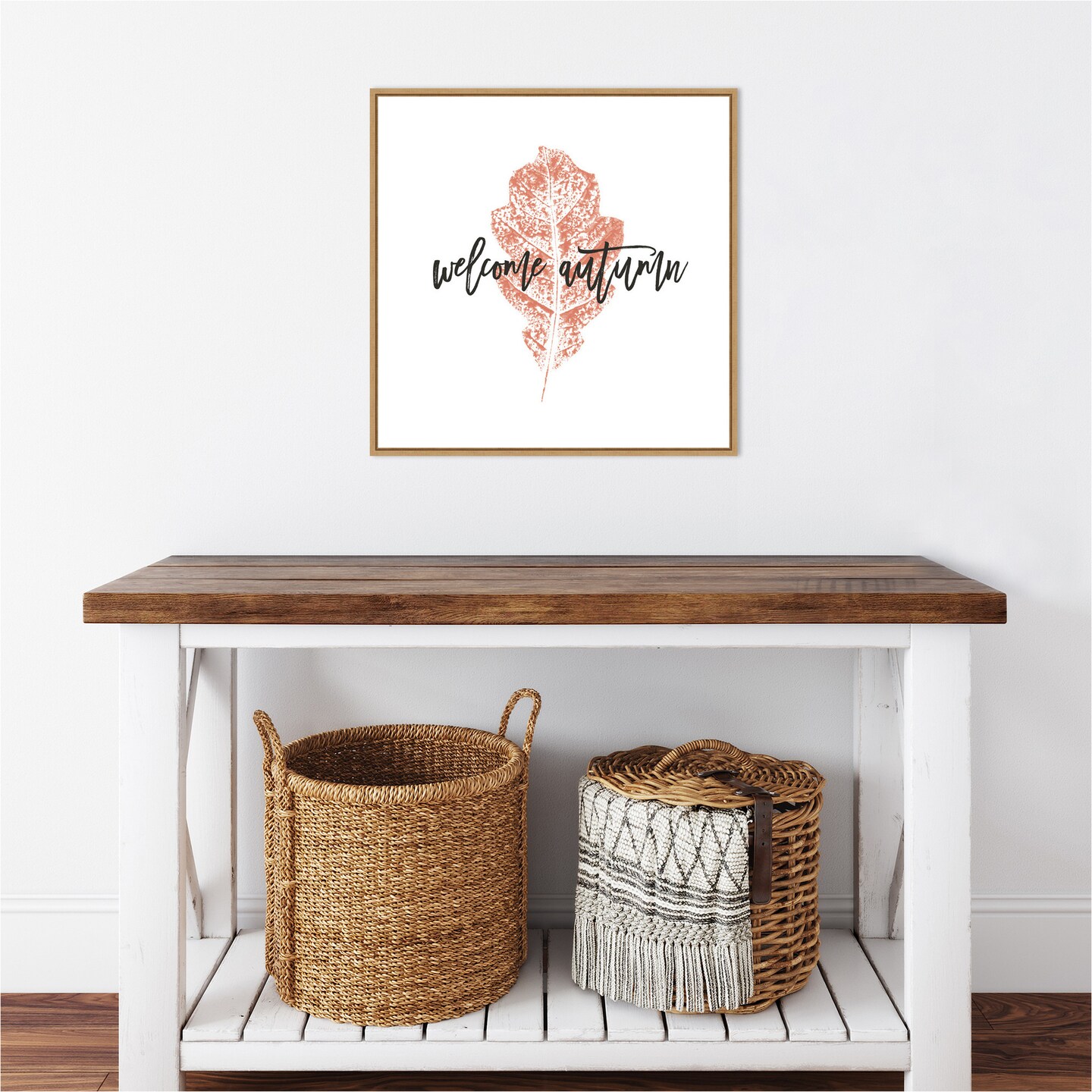 Harvest Sentiments VIII by Moira Hershey 22-in. W x 22-in. H. Canvas Wall Art Print Framed in Natural