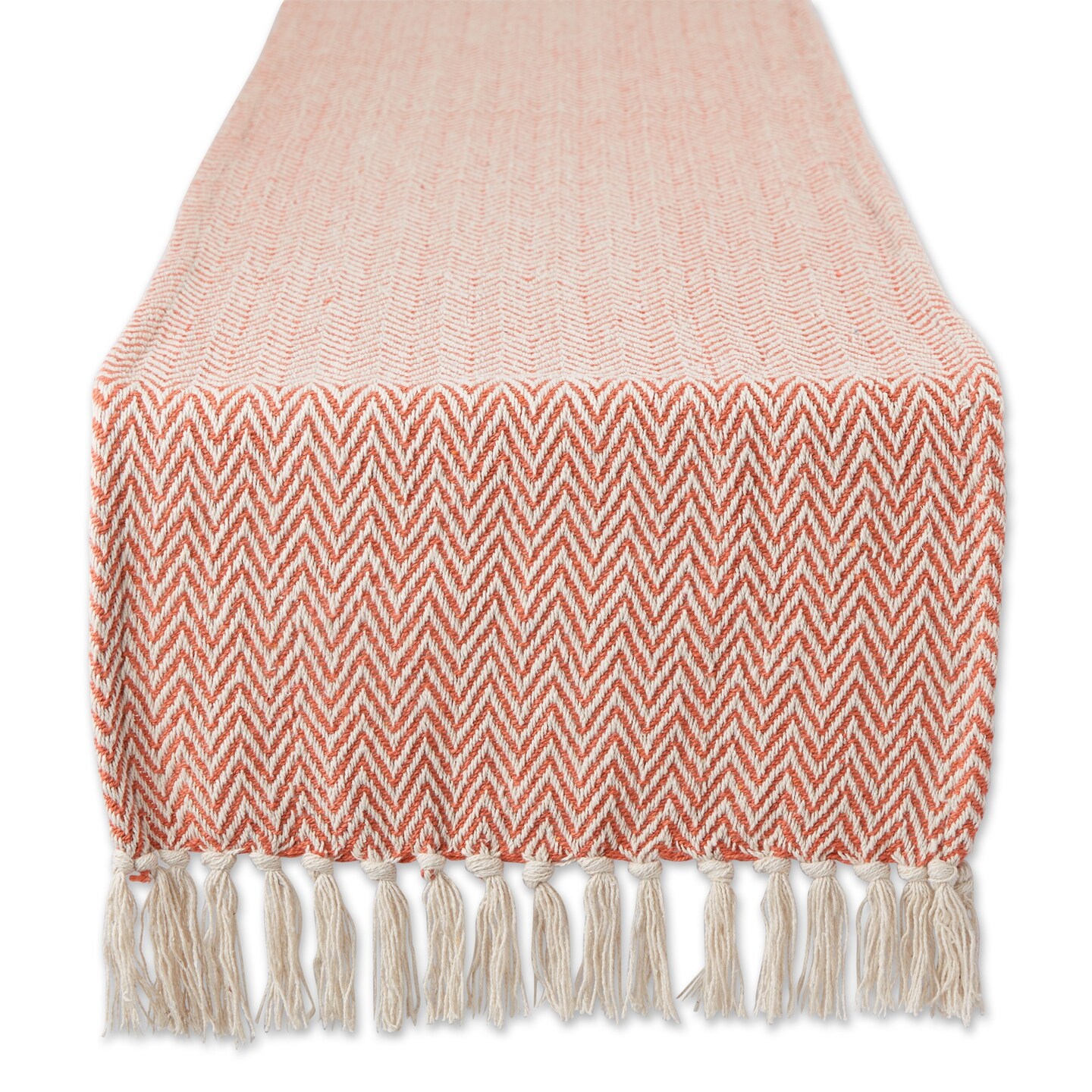 DII Tischläufer Aus Baumwolle – Chevron-Design, Scheunenrot, 15x72 Zoll (38x183 Cm) – Maschinenwaschbar, Mit Fransen