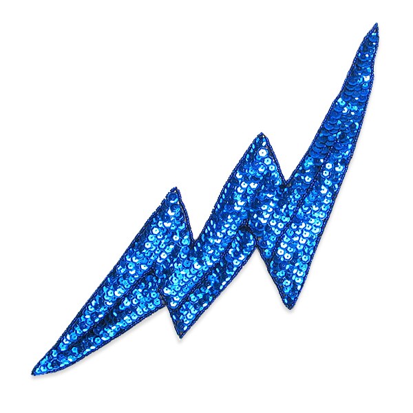 13" x 4 1/4" Lightning Bolt Sequin Applique/Patch IronOns