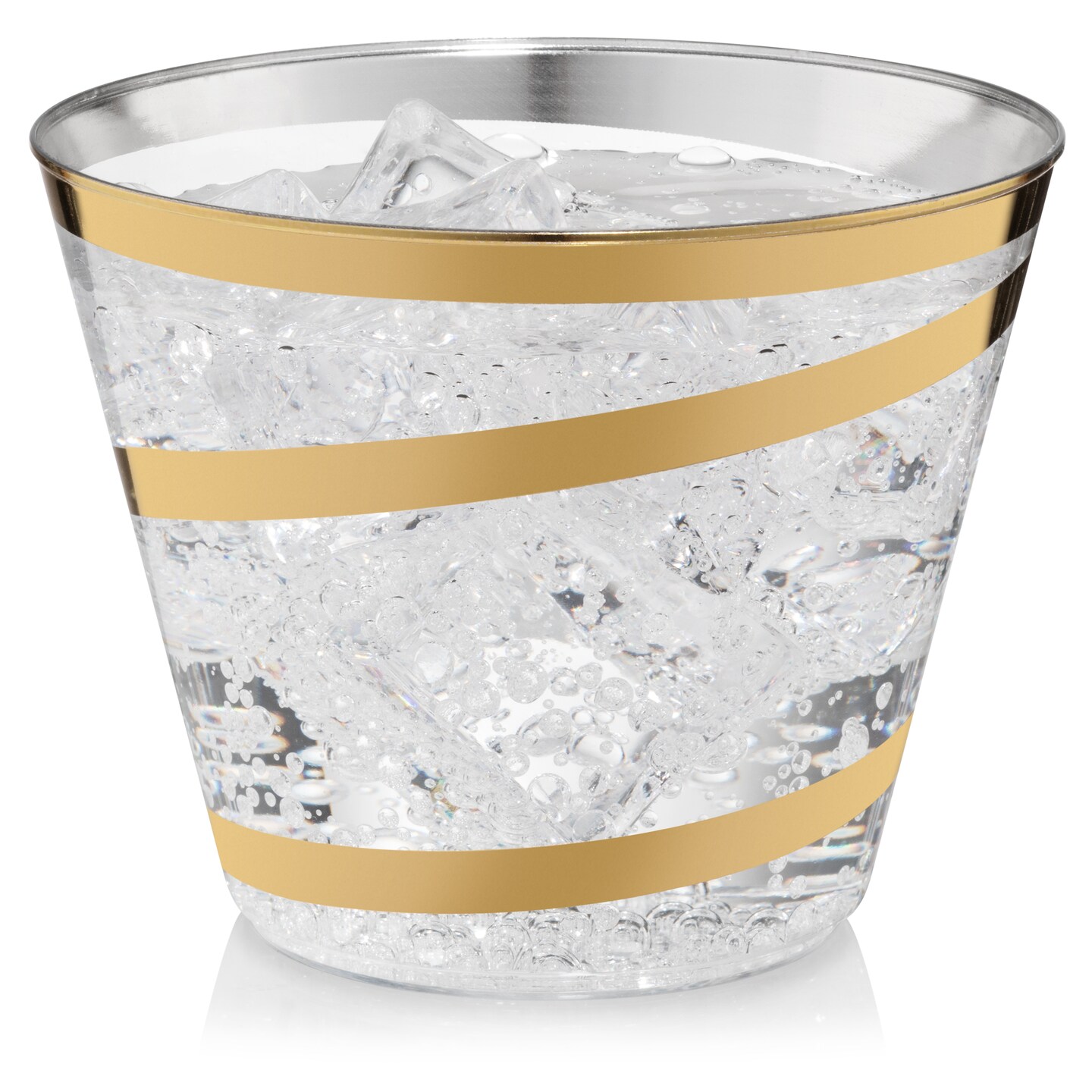 110 Pack 9 oz Disposable Clear Plastic Cups| Gold Rimmed Disposable Cups