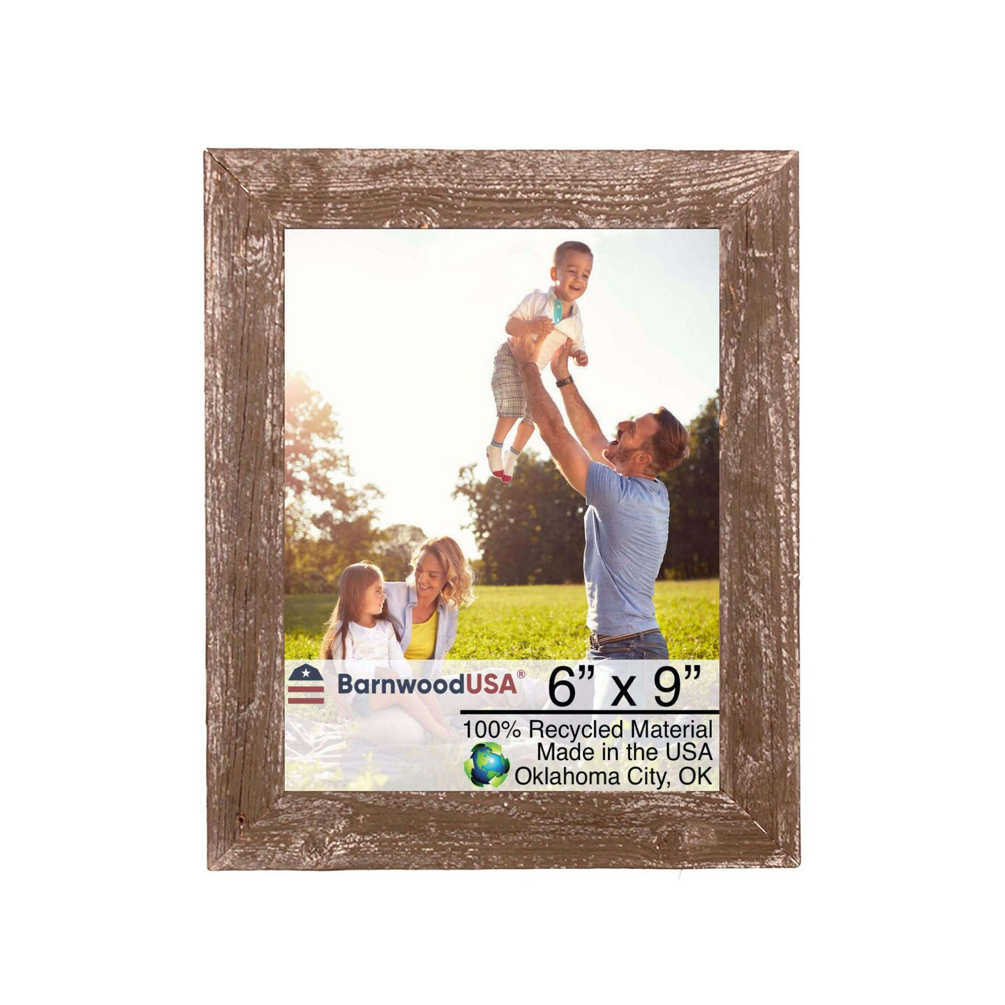 Rustic Farmhouse Standard 6 in. x 9 in. Tabletop Reclaimed Wood Picture Frame