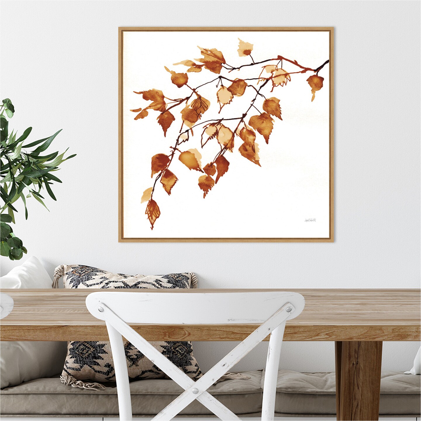 Colors of the Fall VIII by Anne Tavoletti 22-in. W x 22-in. H. Canvas Wall Art Print Framed in Natural