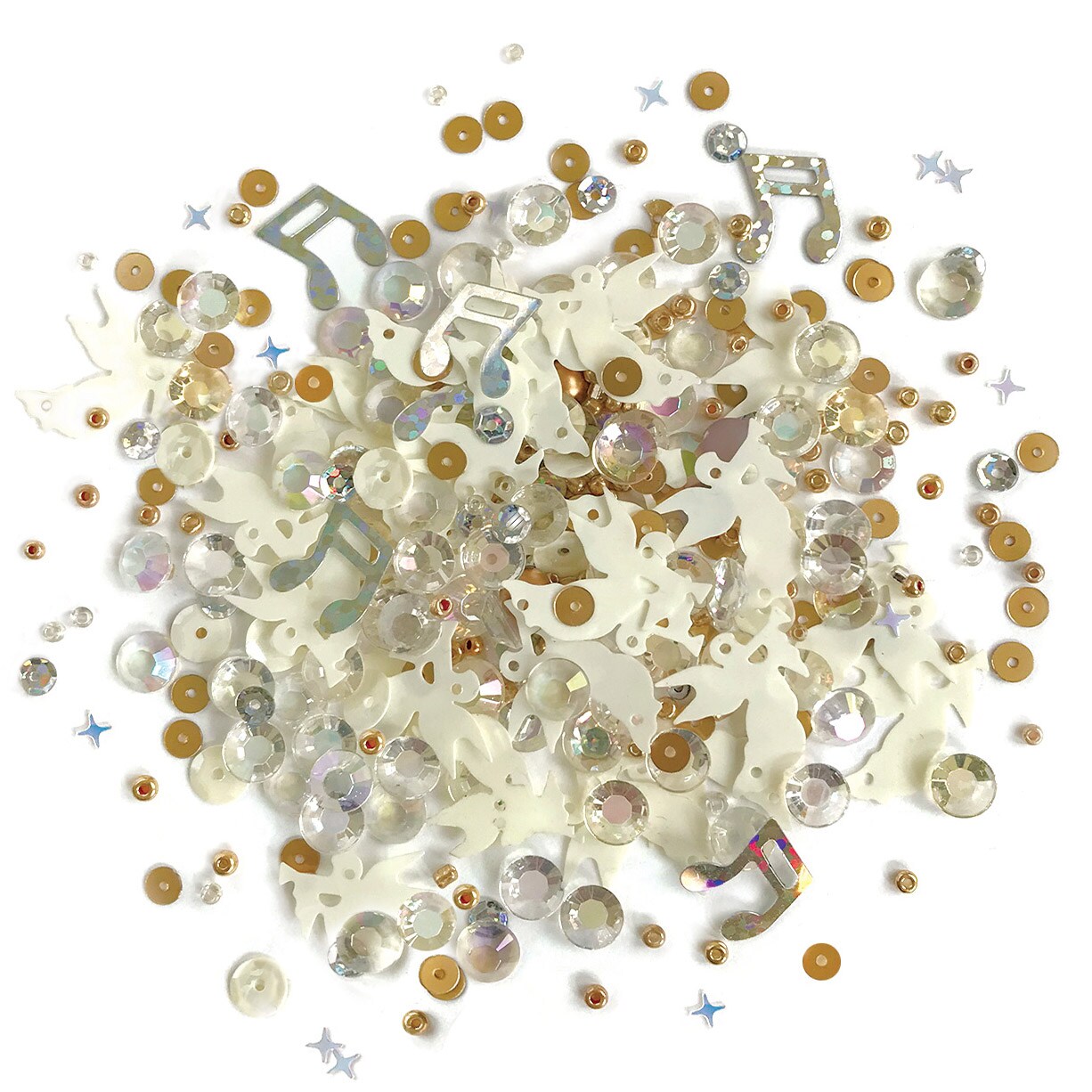 Buttons Galore Sparkletz&#xAE; Embellishment Bundle, Iridescent Diamonds, Half Pearls, Sequins &#x26; Seed Beads Winter - 40 Grams