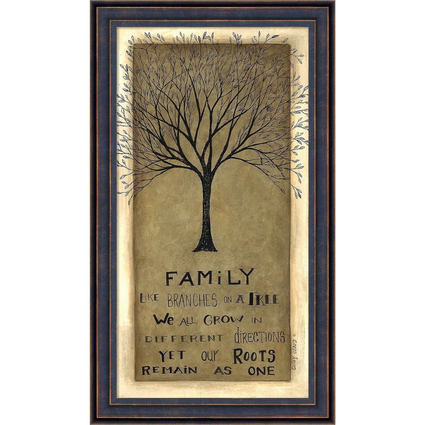 Family Tree by Cindy Shamp Wood Framed Wall Art Print 10 in. W x 17 in. H