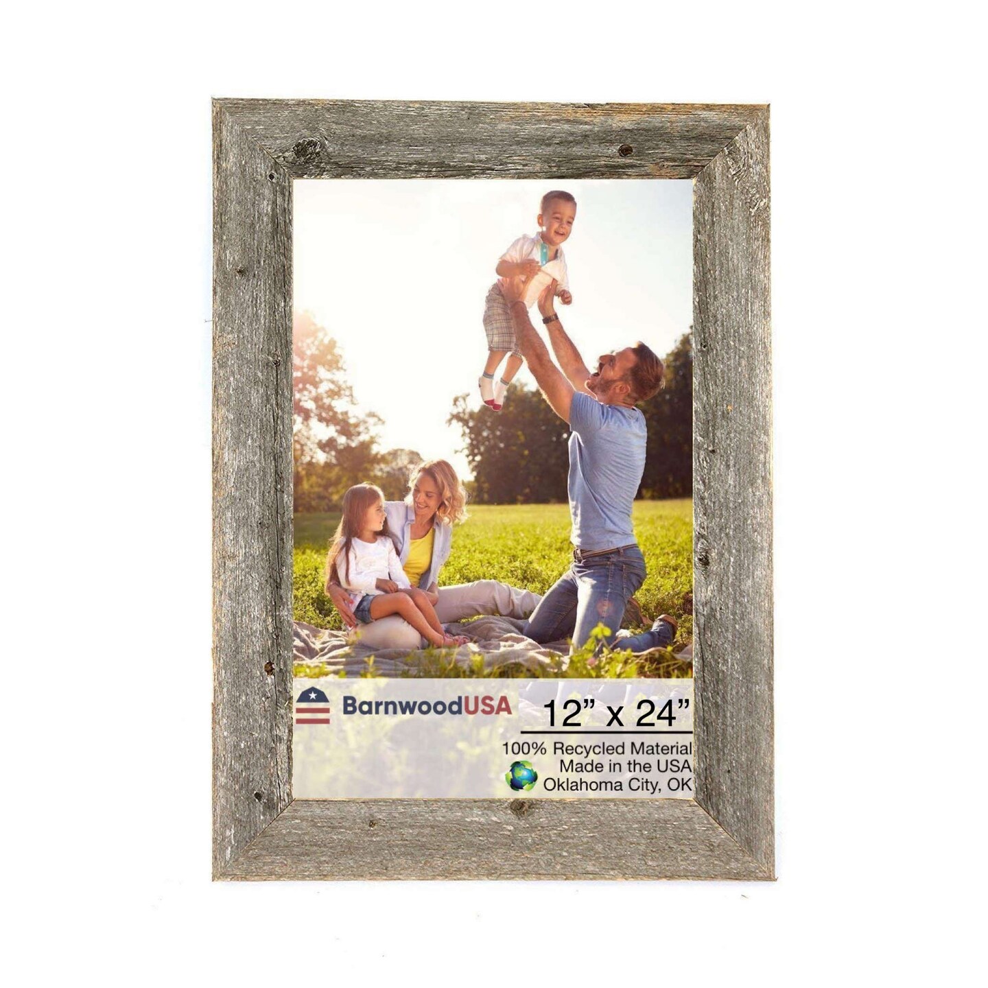 Rustic Farmhouse 12 in. x 24 in. Reclaimed Wood Picture Frame