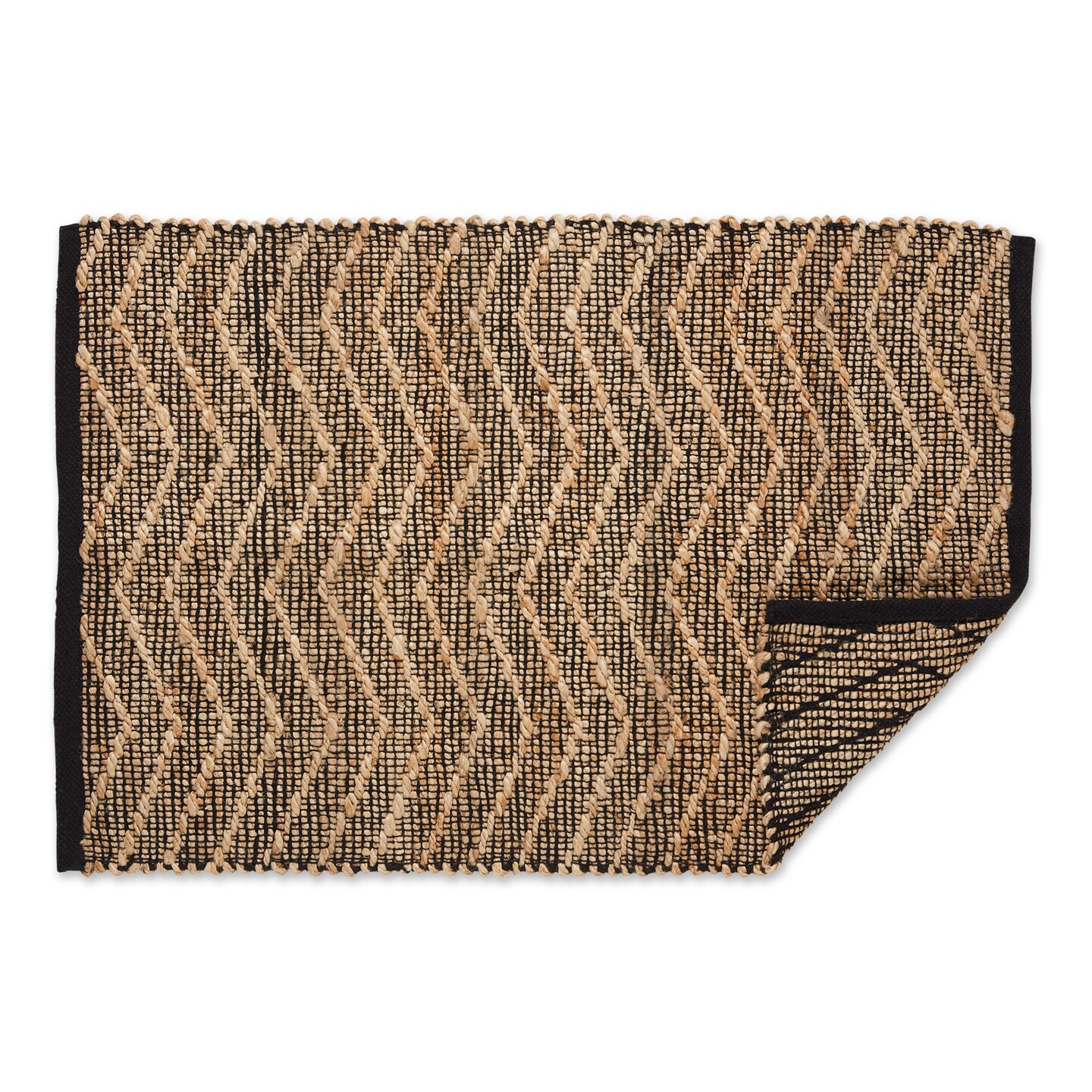 DII Black With Natural Jute Chevron HandLoomed Rug Home Storage