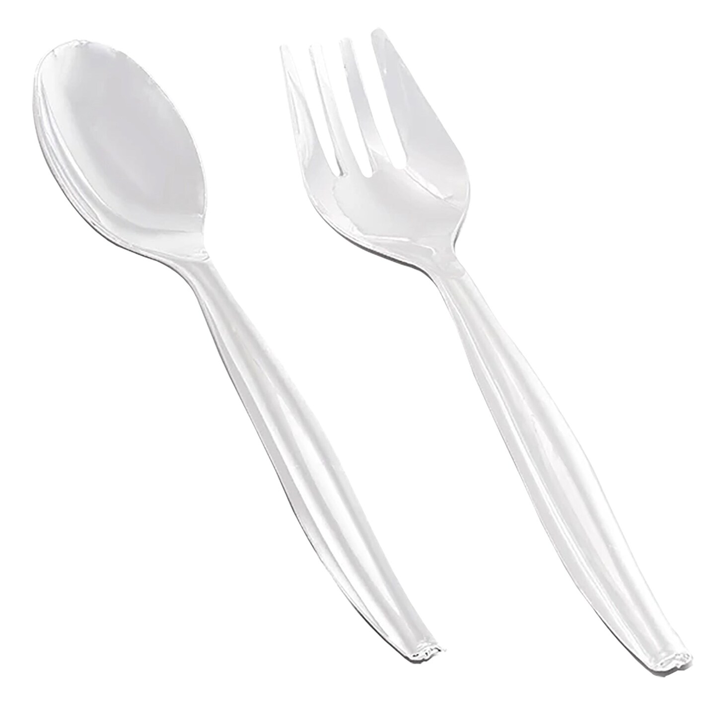 Clear Disposable Plastic Serving Flatware Set - Serving Spoons and Serving Forks (150 Pairs)