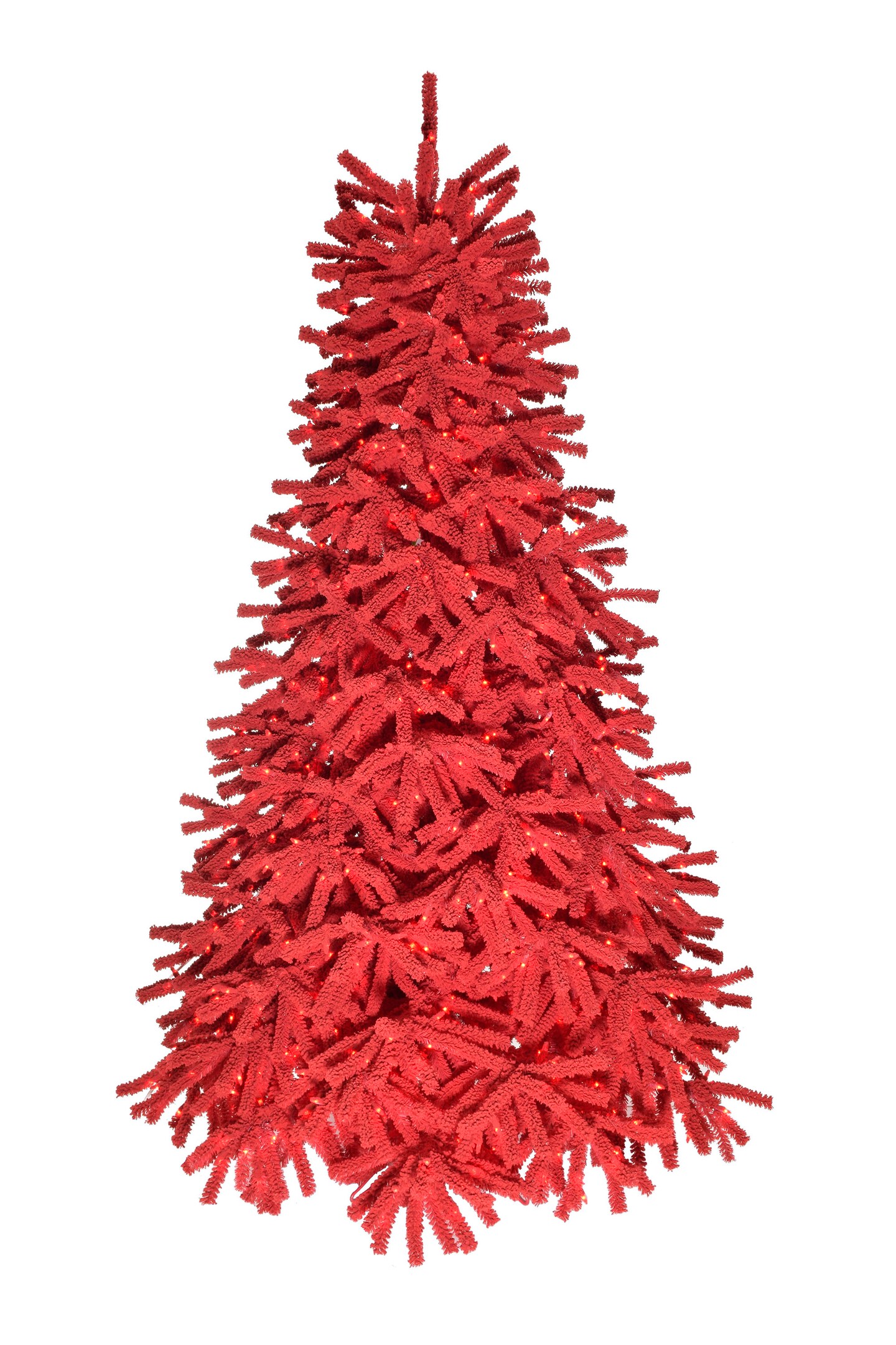 Perfect Holiday 5' Pre-lit Red Flocked Jack Pine Christmas Tree