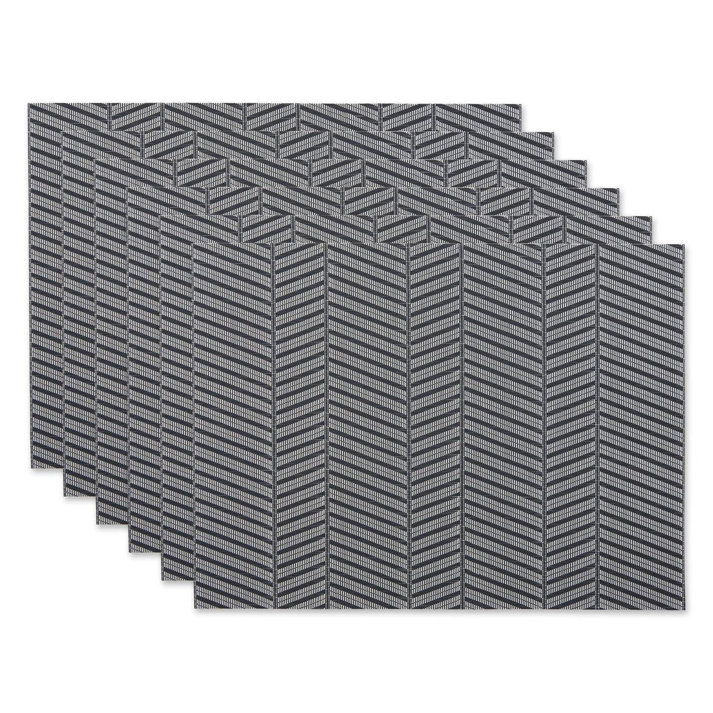 DII Mineral Gray Textured Twill Weave Placemat 6 Piece