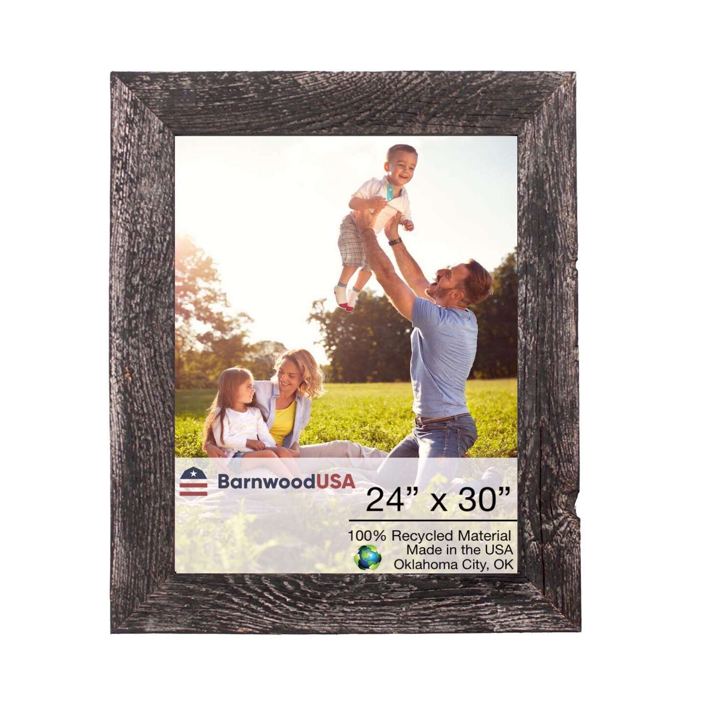 Rustic Farmhouse 24 in. x 30 in. Reclaimed Wood Picture Frame