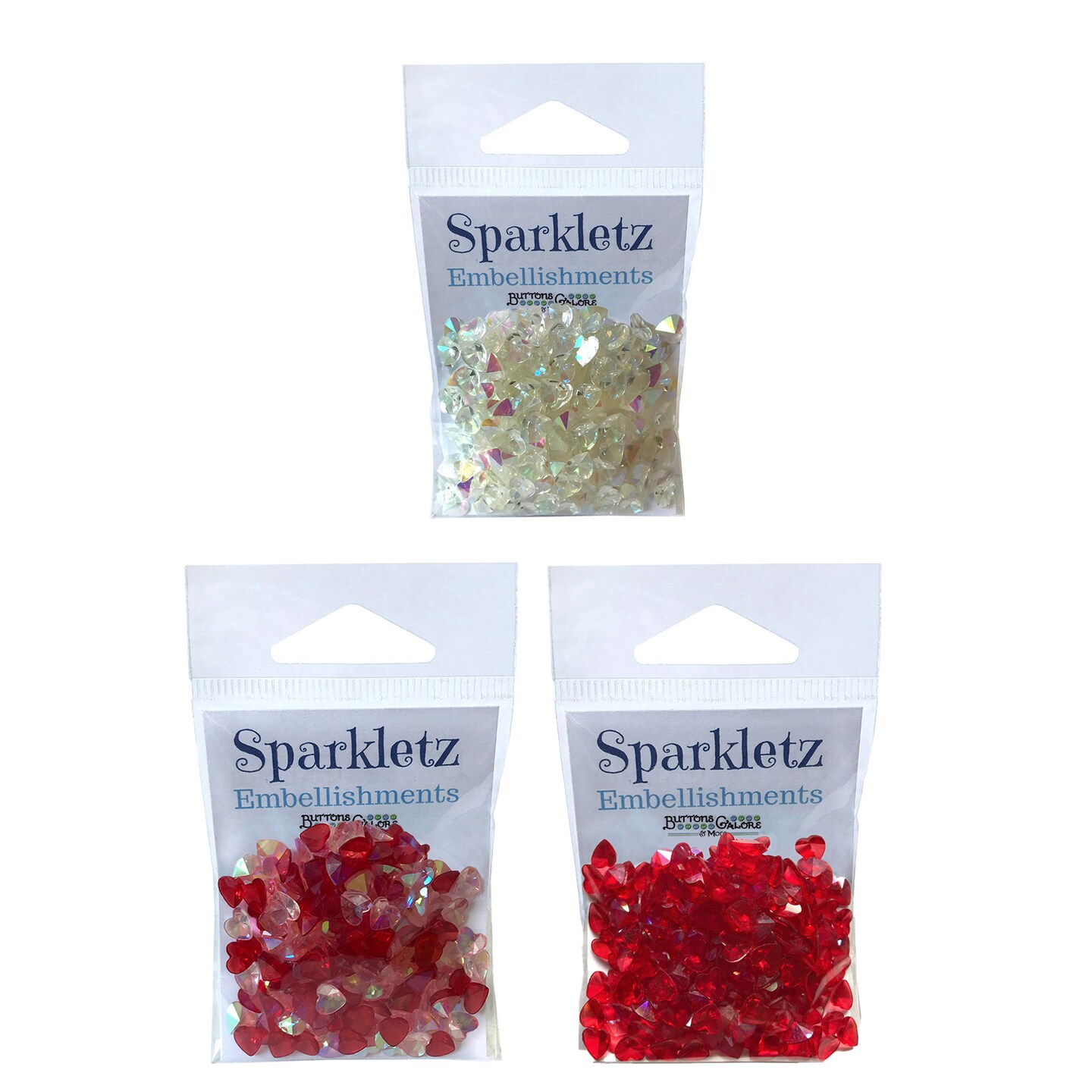 Buttons Galore Sparkletz&#xAE; Embellishments Bundle, Iridescent Diamonds, Hearts -18 Grams