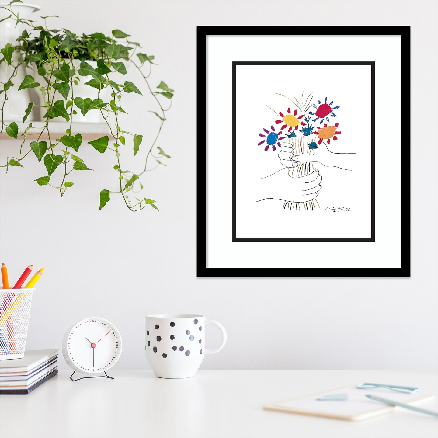 Fleurs by Pablo Picasso Wood Framed Wall Art Print